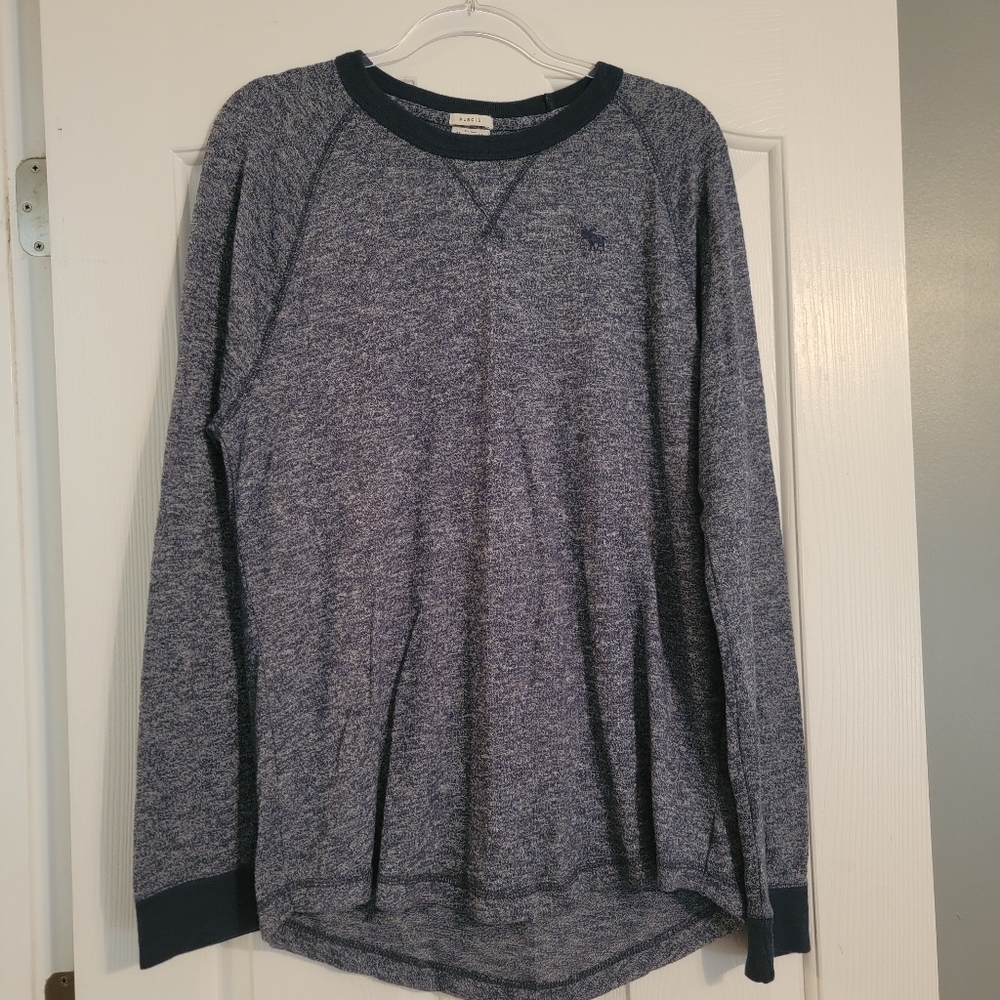 Abercrombie & Fitch Heathered Navy Crewneck Muscle Fit